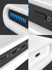 便攜式多功能 4 合 1 充電器，雙 USB、Type-C、15W 快速無線充電，相容智慧型手機、藍牙耳機、智慧手錶、平板電腦（非行動電源，非行動電源） - 白色 - 查看 11