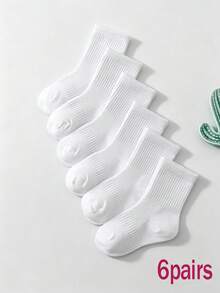 6/12/18/24 Pairs Kids White Sports Socks, Simple Versatile Mesh Short Socks, Spring/Autumn/All-Season Sports Socks For Students, First Day Of School - White - View 24