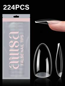 AILLSA Almond Shaped Clear Acrylic False Nails 112/224/336pcs, 14 Sizes Upgraded Matte Soft Glue Full Coverage Nail Tips, Pre-Formed Clear Acrylic False Nails, Suitable For Summer Home DIY Or Gift - View 8