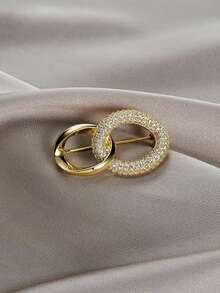 1pc Premium Minimalist Round Brooch, Fashion Creative Luxury Pin, Anti-Exposure Clothing Accessory Brooch - Gold - View 5