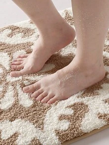 DAJIANG 1件裝復古星星雪花植絨浴室地墊，TPR底背防滑，適用廚房、戶外、室內、走廊、臥室、客廳、床邊，可機洗易清潔，臥室浴室裝飾地毯 - 彩色 - 查看 7