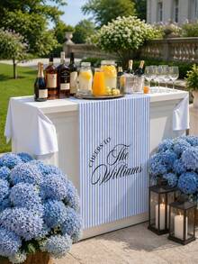 Personalized Striped Wedding Bar Sign, Custom Fabric Banner, And Wedding Reception Beverage Station Decor. - Multicolor - View 5
