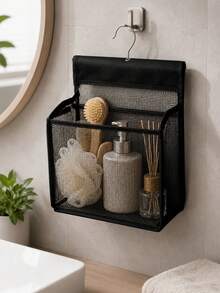 1pc Hanging Mesh Bathroom Storage Basket With Metal Hook, Breathable Mesh Shower Caddy For Toiletries, Accessories, Toys, Towels And Daily Essentials - Multicolor - View 5
