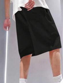1pc Boys/Teen Loose Fit Casual Shorts With Pockets, Sporty & Cool, Outdoor Wear For Spring/Summer - Black - View 2