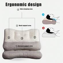 Almohada Cervical Ergonómica de Contorno, Almohada de Soporte de Cuello Suave y No Colapsable para Dormir, Almohada de Cama con Diseño de Doble Zona y Múltiples Posiciones, Almohada Cervical de Cuello, Adecuada para Dormir de Lado, Espalda y Estómago, Almohada para Descanso Nocturno Completo - Blanco - Ver 8