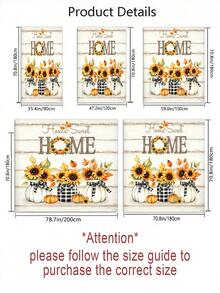 1/4pcs Thanksgiving Harvest Pumpkin Shower Curtain Set, With 12 Hooks Waterproof Polyester Bath Curtain, Bathroom Curtain, Privacy, Thickened, Durable Quick Dry, 180*180cm Size - A - View 4