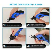 Tijera Eléctrica Inalámbrica Recargable Corta Telas, Cartón - Azul - Ver 11