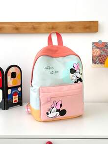 Disney 1pc Minnie Mouse Mini Backpack, Colorblock School Daypack, Multi-Pocket Casual Rucksack, Lightweight Bookbag, Outdoor Sports Bag, Suitable For Girls/Students/Fans, Ideal For Back To School/Daily Outings/Shopping! - Multicolor - View 1