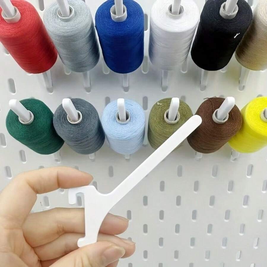 12入 1/4英吋洞板捲線鉤 45度斜角捲線架,適用刺繡縫紉、拼布手工,可用於線軸、膠帶、紙捲的洞板收納整理配件 - A - 查看 1