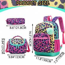 Conjunto de mochila escolar 3 en 1 para niñas, mochila estampada con bolso bandolera y estuche para lápices, diseño lindo, ligero y duradero, adecuado para estudiantes - Mochila escolar infantil - Ver 8