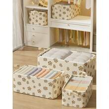 1pc Cute Bear Pattern Fabric Steel Frame Drawer Storage Box, Foldable Wardrobe Clothes Organizer, Storage Room Storage And Daily Clothing Tidy Classification Organizer - Multicolor - View 3