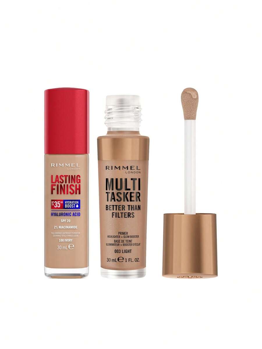 Rimmel [مجموعة] كريم أساس يدوم 35 ساعة، درجة 100 عاجي، 30 مل + برايمر متعدد الاستخدامات "بيتر ذان فلترز" معزز للإشراقة ومُضاد للشيخوخة، درجة 003 فاتح، 30 مل - 100 عاجي + 003 فاتح - مشاهدة 1