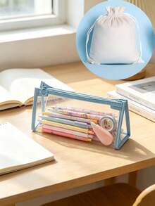 1/4 Transparent PVC Zipper Pencil Pouch, Large Capacity Minimalist Storage Bag, Waterproof Clear Design, Suitable For All Seasons, Ideal For Students And Office Workers, Perfect For School, Exams, Travel And Daily Use - Multiple Styles - View 12