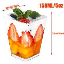 60ml 90ml 100ml 150ml Clear Slanted Dessert Cups, Mini Plastic Mousse Pudding Cups, Parfait Yogurt Containers, Suitable For Jelly, Ice Cream, Fruit, Cake, Snack Appetizer Service Cups, Wedding, Birthday Party, Catering, Buffet Dessert Display - Multicolor - View 21