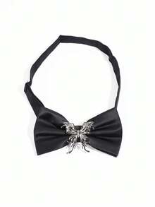 1PC Men's Luxury Gold Hollow Bow Tie, Burgundy Satin Lapel Flower, Groom Wedding Suit Accessory - Multicolor - View 8