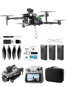 K19 MAX Brushless Drone With 4.5in Screen Remote, HD Dual Camera, 90° Adjustable Lens, Optical Flow Hover, Smart Obstacle Avoidance, Long Battery Life, Foldable RC Quadcopter For Outdoor Photography, Birthday & Christmas Gift - View 1