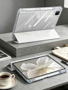 粉綠格紋花卉拼接平板保護殼，相容 iPad Mini6/Mini7/Air/Air2/9.7/10.2/10.5/10.9 (Air4-Air8)/Pro 11/10th Gen/A16/Pro 11 2024 機型，彩繪圖案平板套，透明壓克力背殼，三折支架，睡眠/喚醒，內置筆槽，不含筆，部分機型附相機框 - 彩色 - 查看 9