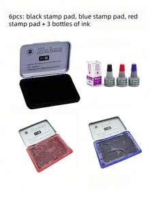 Square Ink Pad, Quick-Drying Water-Based Ink, For Stamps, Stamp Pads, Suitable For Students, Teachers, Accountants, Financial Personnel, Stamping, Fingerprints, Back To School, Learning Supplies, Office Supplies - Multicolor - View 9