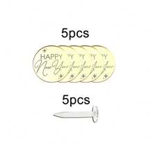 5件/10件/20件 金色壓克力聖誕快樂杯子蛋糕裝飾插牌，適用聖誕派對 DIY 甜點烘焙 2026 新年蛋糕裝飾 - 金色 - 查看 11