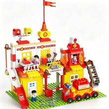 160pcs Fire Station Themed Building Blocks Set, Double-Layer Fire Station With Fire Truck, Slide, Figures And Full Accessories, Free Assembly To Develop Logical Thinking And Hands-On Ability, Suitable For Home Desktop And Window Sill Play, Christmas And Birthday Gift Box - Multicolor - View 6