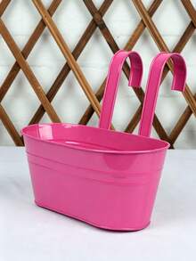 6pcs/1pc Squishy Oval‑Shaped Double‑Hook Flower Pots, Solid‑Color Durable Metal, Casual All‑Season Style For Adult Garden Lovers, Hanging For Balcony Rail And Yard Fence, Detachable Planter Holders, Space‑Saving Outdoor Gardening Containers - Multiple Styles - View 20