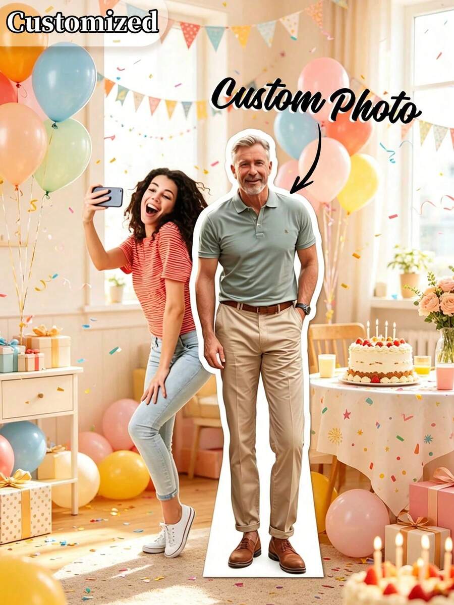 Chevalet photo personnalisé grandeur nature, découpe de personnage en carton personnalisée avec support, décoration de découpe photo personnalisée, convient pour anniversaire, remise de diplôme, décoration de fête d'Halloween, cadeau de mariage - Multicolore - Voir 1