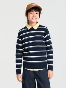 Balabala Kids Knit Sweater Soft Pullover Top Matching Family Style Comfortable Autumn Winter Wear - Blue and White - View 1