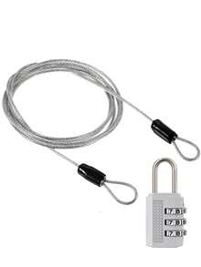Gembok Kombinasi Kabel Baja Panjang, Kabel Baja Lunak 1,5m dengan Set Gembok Kombinasi, Cocok untuk Koper, Skuter, Helm, Penutup Mobil, dan Kunci Anti-Pencurian Kaca Depan - MultiWarna - View 11