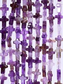 Yumfeel 6pcs Natural Amethyst Cross Beads 12*16mm Stone Beads DIY Necklace And Bracelet Jewelry Making Materials - Purple - View 7