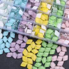 360pcs Rhombus Rainbow And Light Color Glass Mosaic 24-Grid Packaging Kit, Multi-Color Diy Bracelet Keychain Handmade Beading Accessory Set - B - View 6