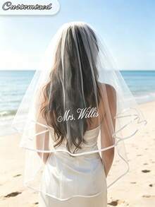 Customizable Double Layer Bridal Veil, Personalized Name Customization, Bachelorette Party And Wedding Accessory, Gift For Bride - Multicolor - View 4