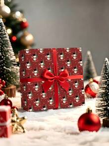 1 Roll Of Christmas Gift Wrapping Paper Featuring Snowman And Christmas Tree Pattern;Perfect For Wrapping Christmas Gifts, Decorating For Christmas Parties, And Holiday Gift-Giving.1 Roll Size: 43 Cm X 300 Cm. - A - View 2