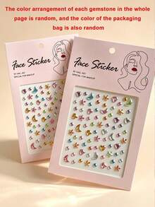 2Pcs Of Randomly Arranged Gemstone Stickers With Colors Including Stars, Hearts, Moons, And Multicolored Beads, Suitable For Various Gatherings, Parties, And Girls' Travel Clothes, Waterproof And Durable, Can Be DIY - Multicolor - View 4