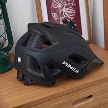 Helm Sepeda Olahraga PEMILA, Tahan Lama dan Tahan Benturan, Kompatibel dengan Lampu Depan Sepeda dan Dudukan Kamera Aksi (/), Pinggiran Lebar yang Dapat Diatur, Lubang Ventilasi Terintegrasi - Hitam - View 2