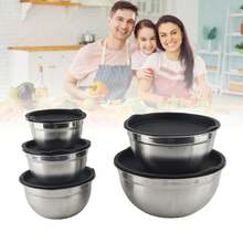 8-Piece Stainless Steel Mixing Bowl Set With Lids And Measuring Spoons, Stackable Mixing Bowls For Cooking, Baking, And Food Prep - Black - View 6