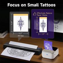ORICO C50 Mini Wireless Tattoo Printer, Compatible With Smartphones And Tablets, Compact Thermal Tattoo Printing Device, Suitable For Professionals And Beginners, Mini Thermal Printer, Designed For Small Tattoos, Applicable For Tattoos And Labels, Includes 10/30/60/110 Sheets Of Tattoo Transfer Paper - Black and White - View 8