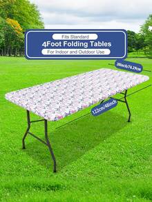 6ft Bohemian Style Rectangle Printed Fabric Tablecloth, Elastic Fitted Table Cloth For Table, Washable Polyester Table Cover For Outdoor, Picnic, Camping And Indoor For Birthday Wedding Party Supplies - Multicolor - View 27