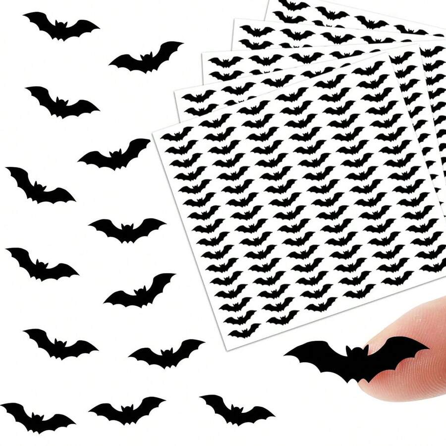 10pcs Mini Halloween Bat Doodle Stickers, Vintage Black & White Minimalist, Halloween Party Atmosphere Decoration, Suitable For Home Baking, Holiday Gift Packaging, Market Stall, Scrapbook & Card Creation, Creative DIY - Mini Halloween Bat - View 1
