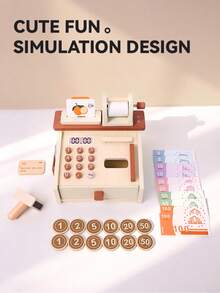 Wooden Pretend Play Cash Register Toy With Openable Cash Drawer, Scanner, Card Reader And Receipt, Complete Supermarket Accessories, Role Play Shopping Game For Kids 3+ Years Old, Money Cards And Calculator For Number Recognition, Addition And Subtraction, Financial Literacy, Parent-Child Interactive Educational Desktop Toy, Birthday Gift For Boys And Girls, Christmas, Easter, Halloween - Multicolor - View 3