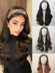 24-Inch Women's Large Wavy Curly Half-Head Wig With Colorful Woven Headband, Detachable, Suitable For Everyday Wear, Instantly Adds Hair Volume And Covers The Hairline, Suitable For Hair Augmentation. - Multicolor - View 2