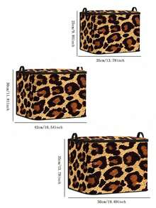1pc Foldable Leopard Print Heart Pattern Storage Box, Large Capacity Zipper Storage Bag With Handle, Dust-Proof & Moisture-Proof Space-Saving, Suitable For Wardrobe, Bedding, Blankets, Toys And Seasonal Clothing,Bedroom Room Decor,Back To School - Multicolor - View 3