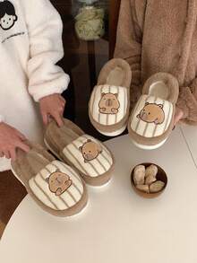 XIXITIAO Cute Closed-Toe Capybara Slippers, Soft Warm Cozy House Slippers - Light Brown - View 3
