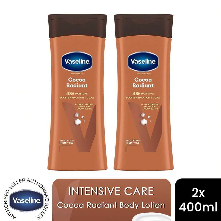 Vaseline Body Lotion Intensive Care Cocoa Radiant Deep Moisturizer 400ml, 2 Pack - Vitamin C - View 1