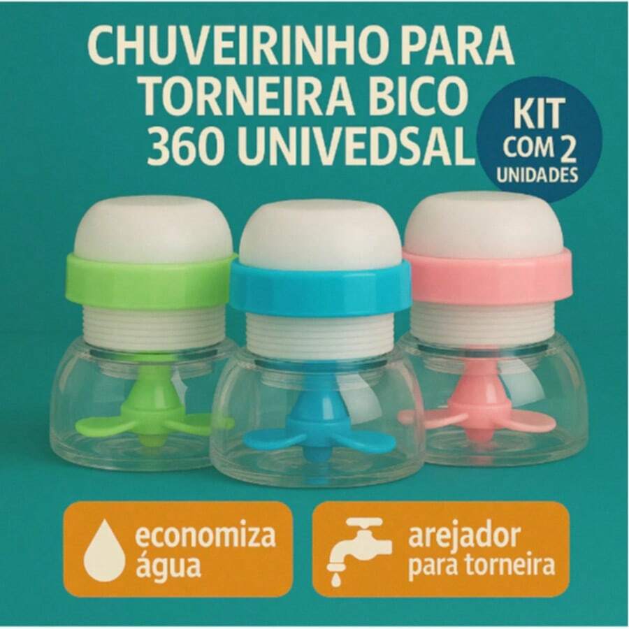 kit 2 Chuveirinho Torneira 360 Universal Quintal Pia Arejador Retrátil flexível Lavatório Extensor