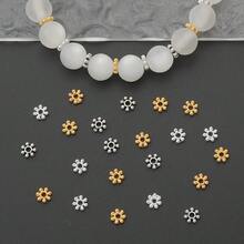 100pcs 4mm Fashion Alloy Small Flower Beads Flat Spacer Beads DIY Necklace Jewelry Making Craft Kit - 4mm Snowflake - View 4
