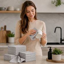 10pcs Set - Black & Light Gray Microfiber Kitchen Cloths - Highly Absorbent, Soft & Easy To Clean; Suitable For Cleaning Glass, Stovetop, Cookware, Faucet, Appliances, Car And Kitchen, Bathroom And Home - Multicolor - View 7