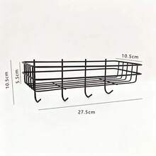 1 pieza Estantería de almacenamiento montada en la pared de estilo minimalista en negro hueco, organizador de baño de hierro moderno, para uso doméstico - Negro - Ver 7