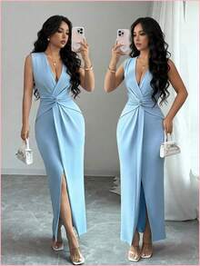 Women Short Dresses - Navy Blue - View 4