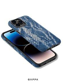 GIIPPA 1 قطعة غطاء هاتف بتصميم نمط الثعبان الأزرق لهاتف 17 Pro Max، متوافق مع هاتف 16 Pro Max و 15 Pro Max و 14 Pro Max، غطاء هاتف بأسلوب كوري راقي وعصري وممتع، متوافق مع 11/12/13/14/15/16 Pro Max Plus، تصميم أنيق مناسب للرجال والنساء، هدية مثالية للصديقة في عيد الميلاد وعيد الحب وعيد الفصح وموسم الزفاف وعيد الميلاد! - الأزرق - مشاهدة 3