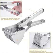 Edelstahl-Kartoffelpresse Mit Gutem Griff, Professioneller Handstampfer Für Kartoffeln, Obst – Ideal Für Cremiges Kartoffelpüree, Selbstgemachten Effiziente Küchenvorbereitung - Silber - Übersicht 4